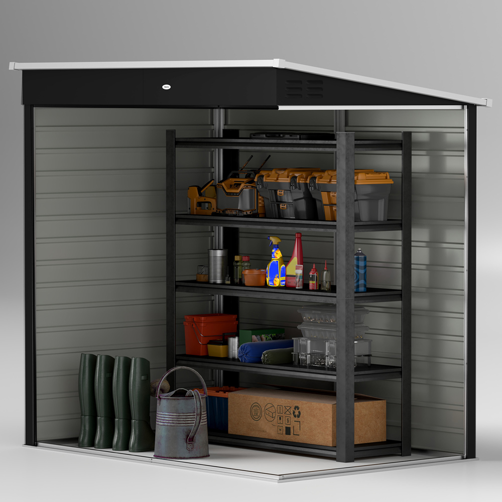 Outsunny 6.2 x 4ft Dark Grey Metal Garden Shed with Lockable Door and Gloves Image 5
