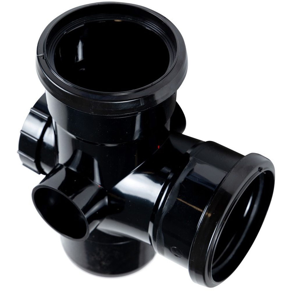 FloPlast Ring Seal Soil 92.5 Degree Access Branch Black 110mm Image 2