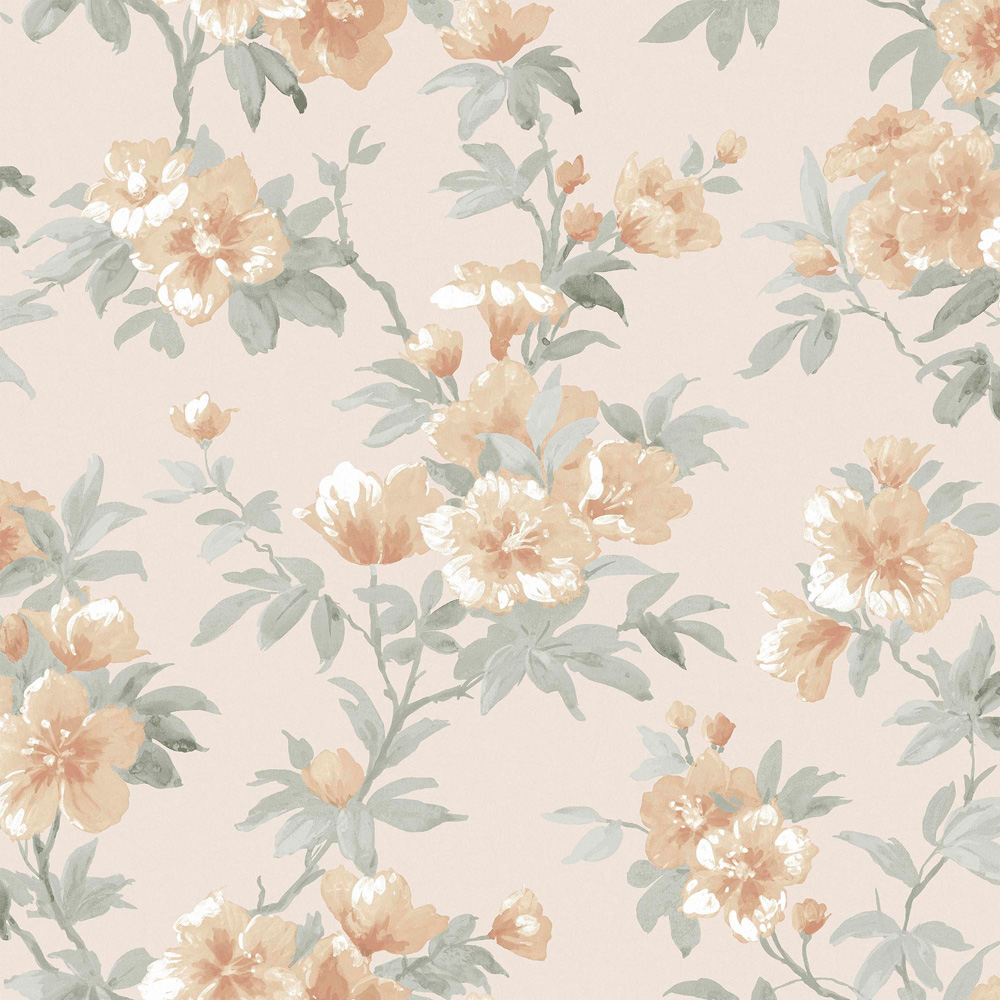 Laura Ashley Rosamund Apricot Wallpaper Image 1