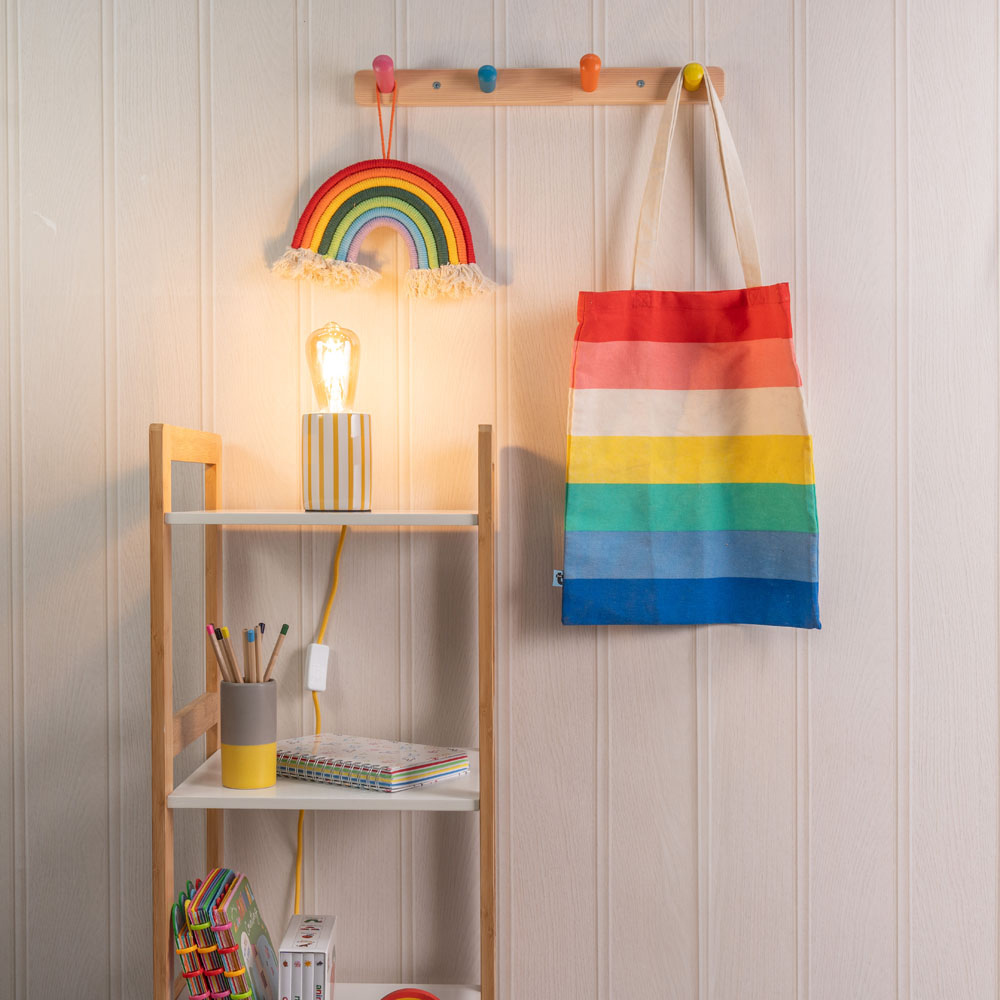 ValueLights Compact Yellow Candy Stripe LED Table Lamp Image 2