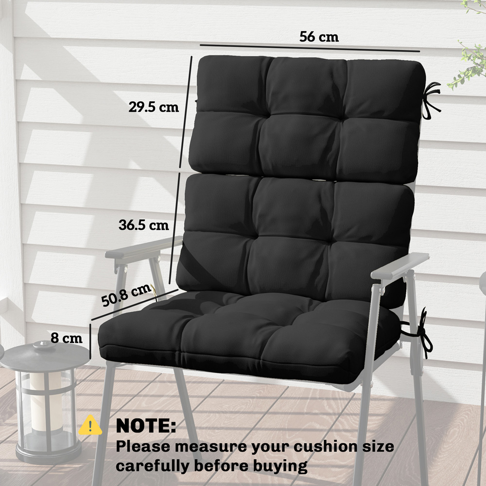 Outsunny Black Garden Seat Cushion with Backrest 2 Pack Image 9