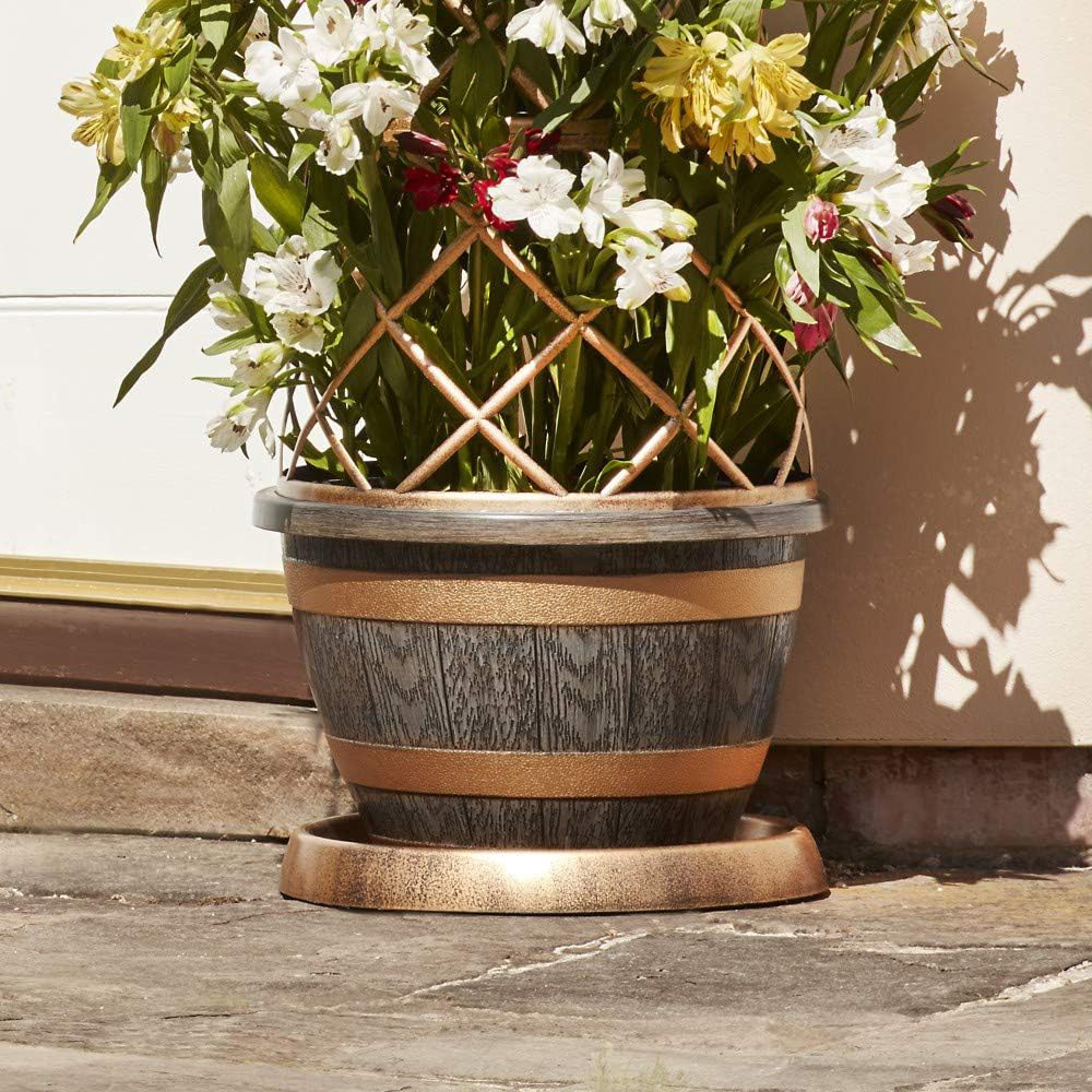 Garden Gear Wooden Barrel Effect Tower Plant Pot 37cm 2 Pack Image 3