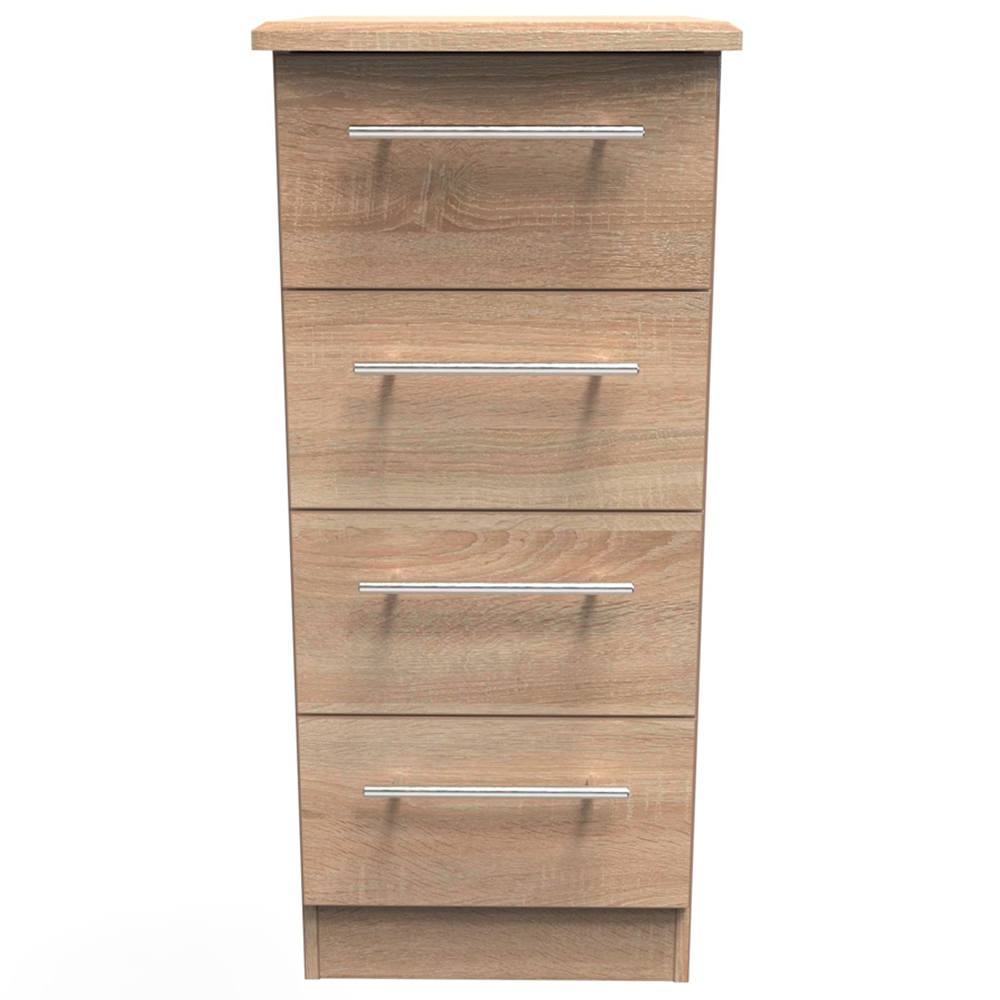 Crowndale Sherwood 4 Drawer Bardolino Oak Bedside Cabinet Image 2
