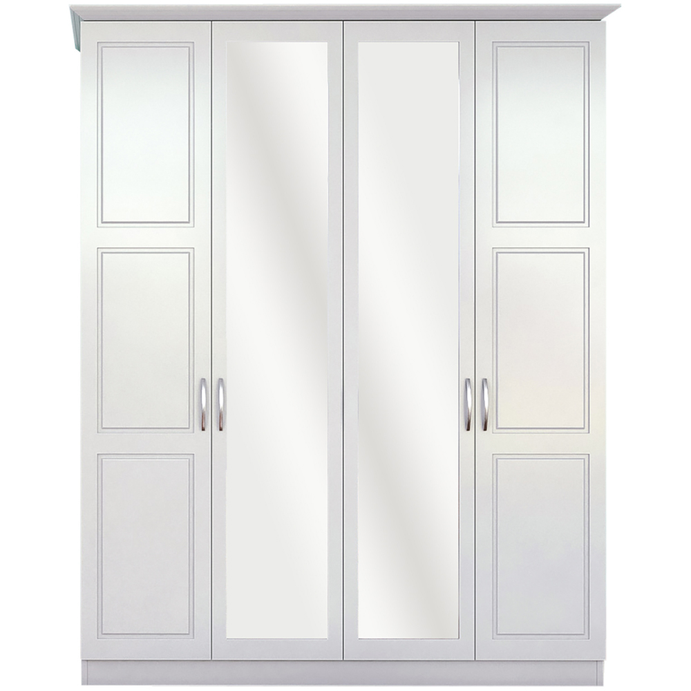 Evu INES 4 Doors White Mirror Wardrobe Image 2