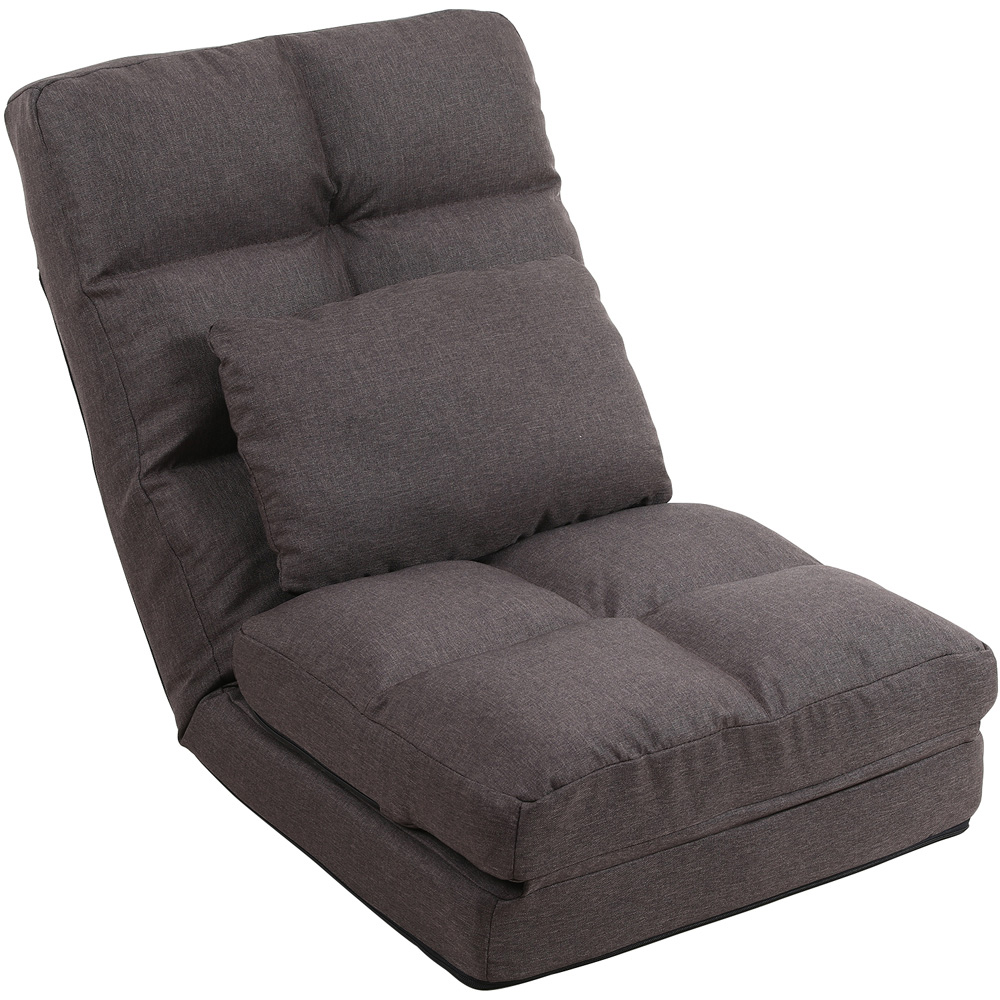 Furniture One Brown Adjustable Foldable Floor Chair with Pillow Image 2