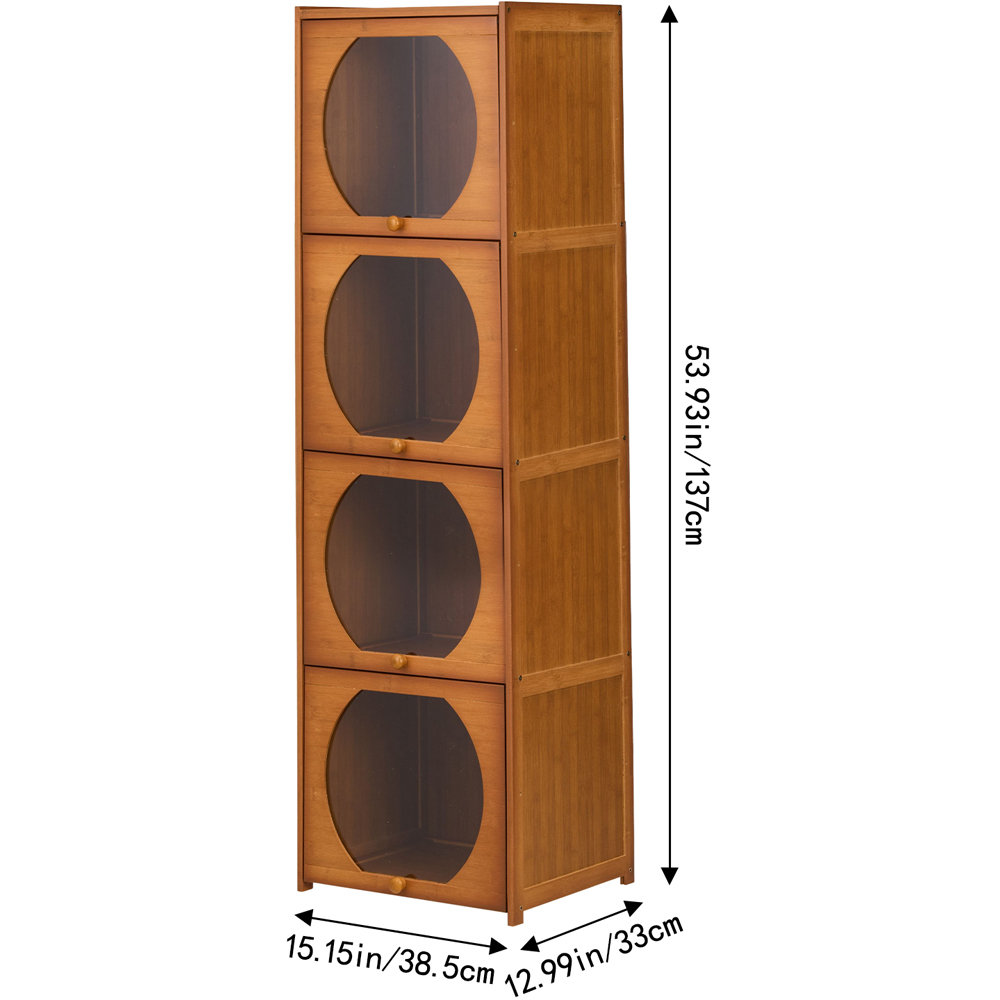 Living and Home 4 Acrylic Door Brown Bamboo Bookcase Image 9