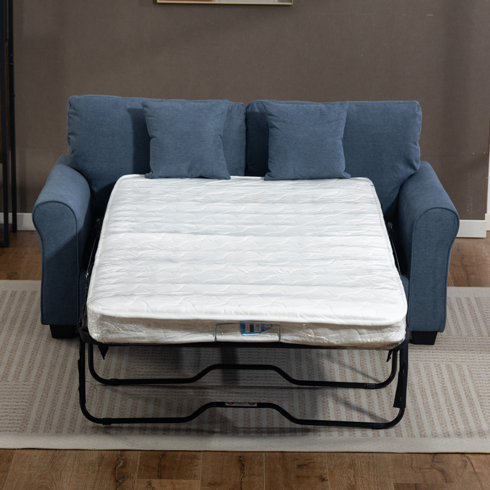 Artemis Home Lewiston 2 Seater Light Denim Fabric Sofa Bed Image 7