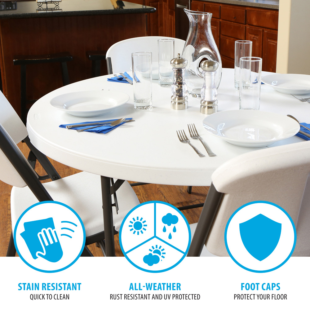 Lifetime Products 4 Seater Fold In Half Light Round Commercial Table Image 7