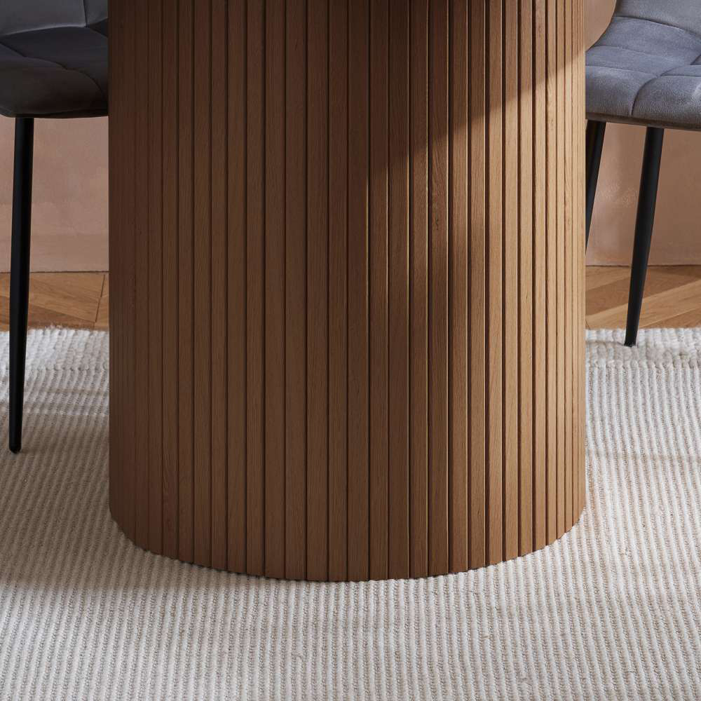 Birlea Axel 4 Seater Round Fluted Dining Table Set Oak Effect Image 6