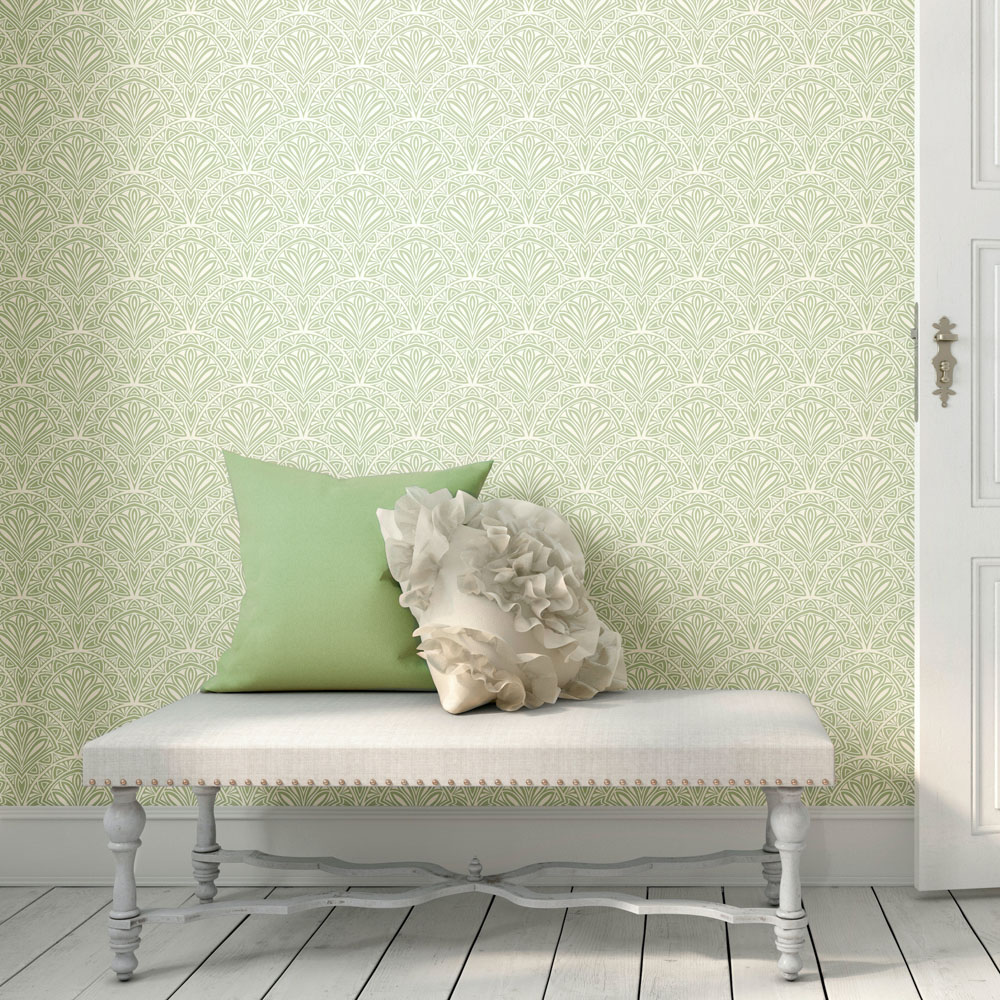 Hoopla Walls Elegance Deco Fan Green Wallpaper Image 2