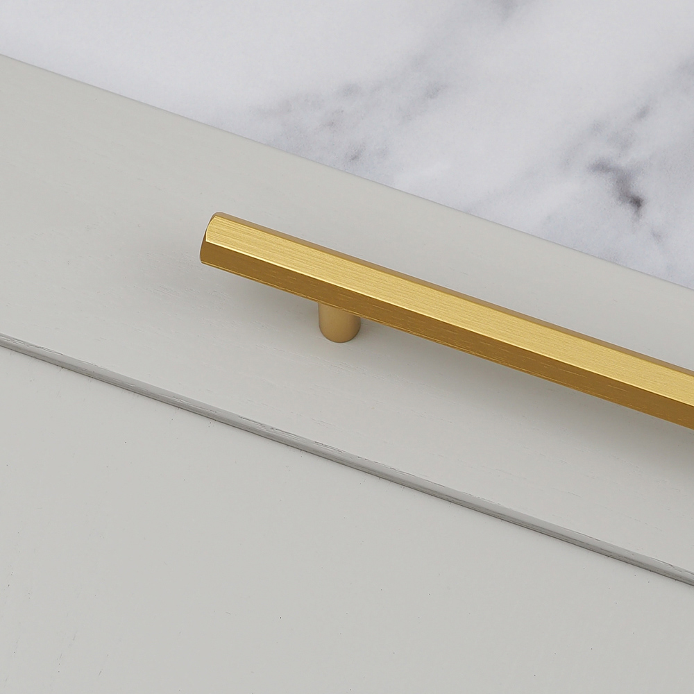 Handle & Home Brushed Brass Hexagon T-Bar Handle 160mm Image 6