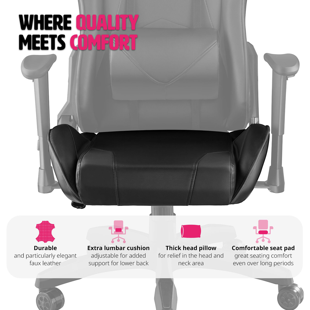 tectake Stealth Black Gaming Chair Image 8