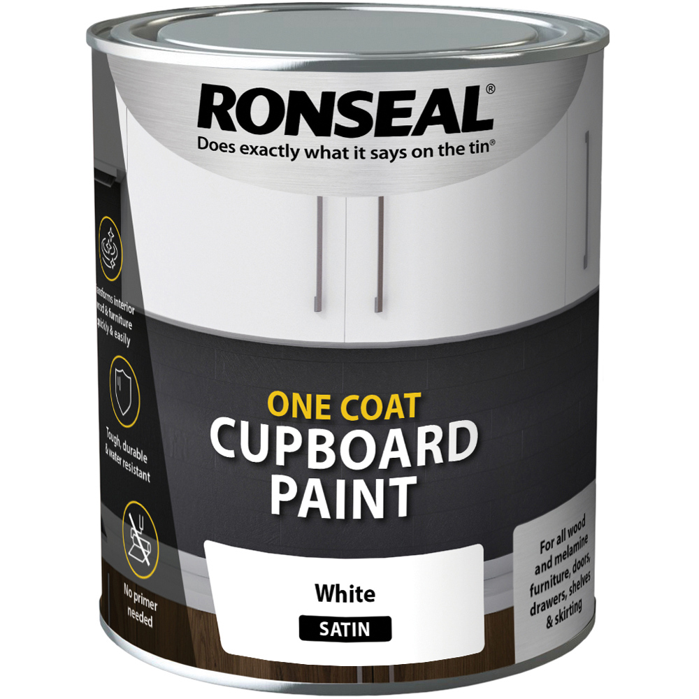 Ronseal One Coat White Satin Cupboard Paint 750ml Image 2