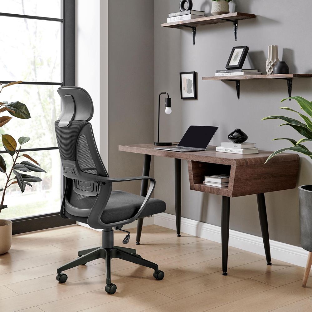 Furniturebox Trico Black Mesh and Fabric Office Chair Image 7