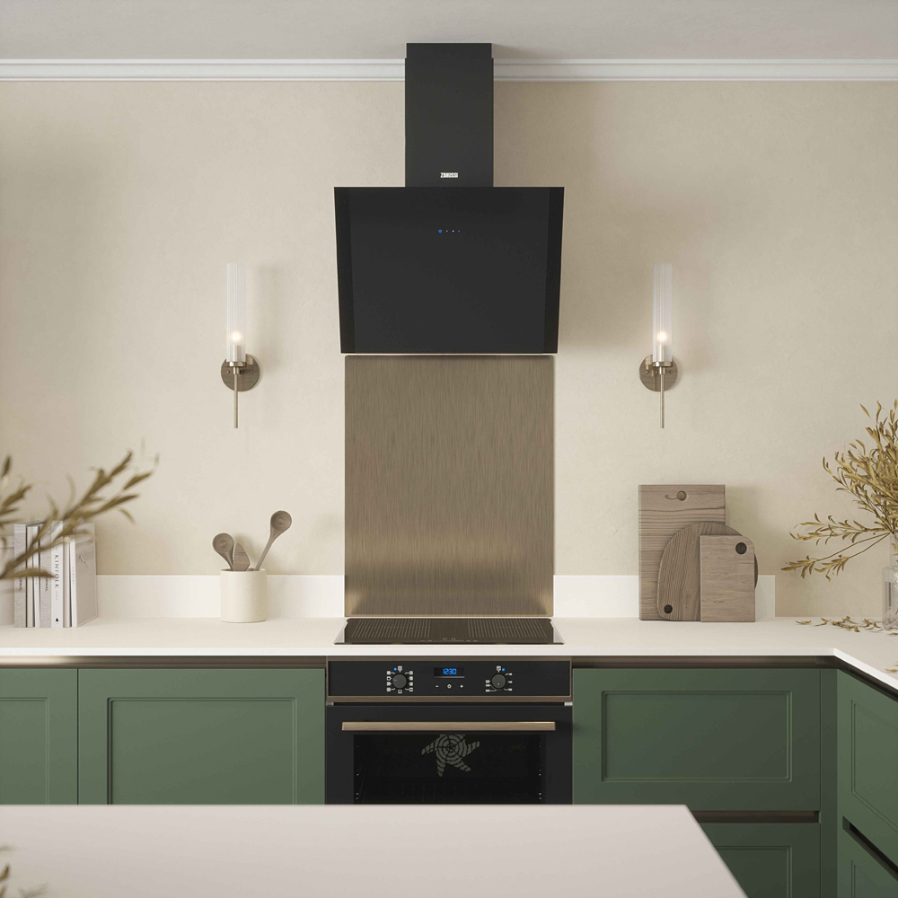 Metallico Brushed Brass Stainless Steel Kitchen Splashback 60 x 75 cm Image 3
