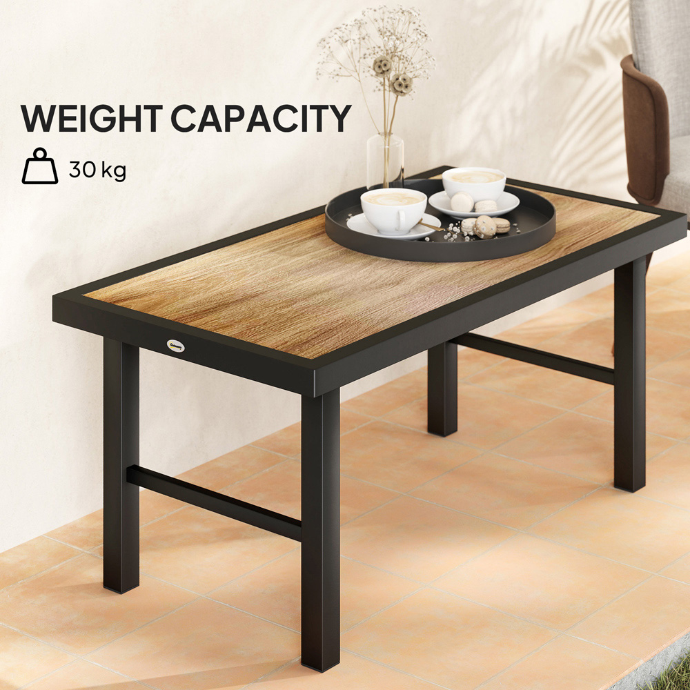 Outsunny Brown Wood Effect Garden Coffee Table Image 6