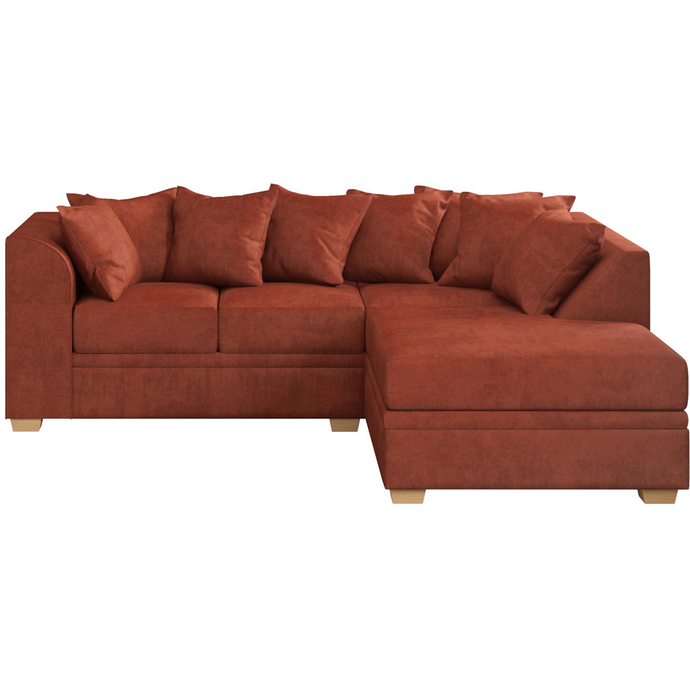 Modo 3 Seater Marmalade Plush Velvet Right Hand Scatter Back L-Shape Corner Sofa Image 3