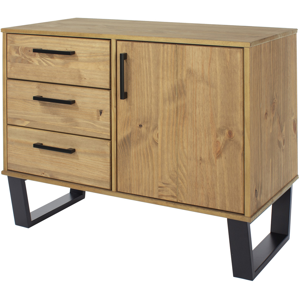 Core Products Texas Single Door 3 Drawers Antique Wax Pine Small Sideboard Image 2