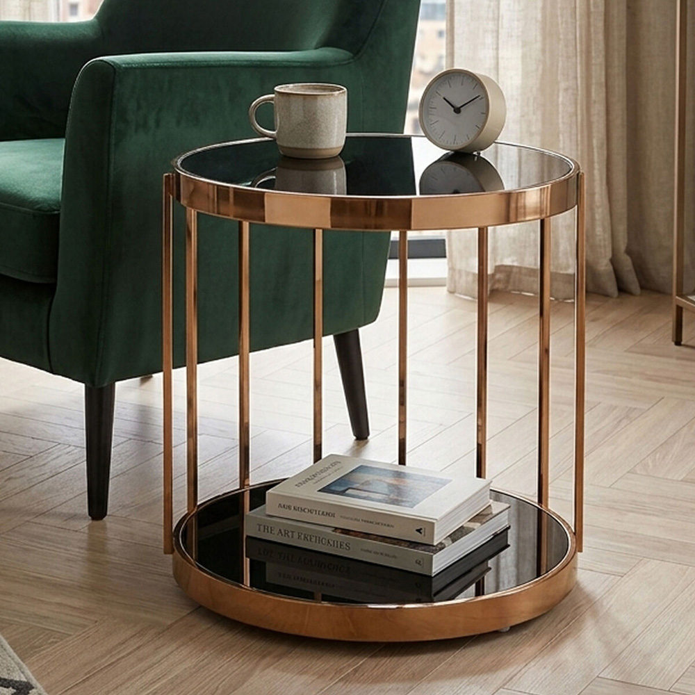 Premier Housewares Rose Gold Cage Design Side Table Image 4