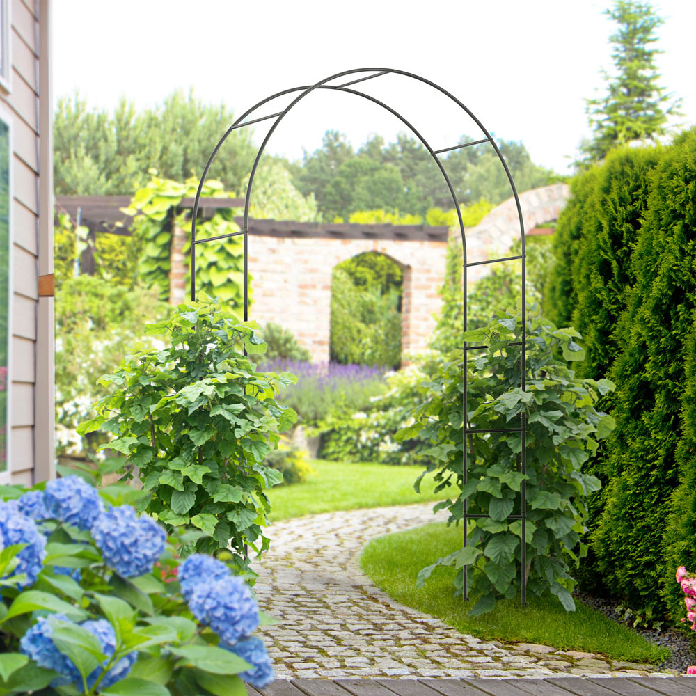 Outsunny 7.5 x 4.5 x 1.3ft Outdoor Metal Garden Arch Arbor Image 1