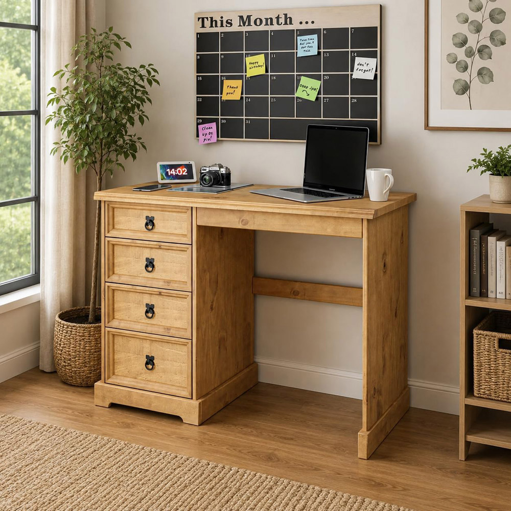 Mews Corona 4 Drawer Waxed Pine Dressing Table Image 6