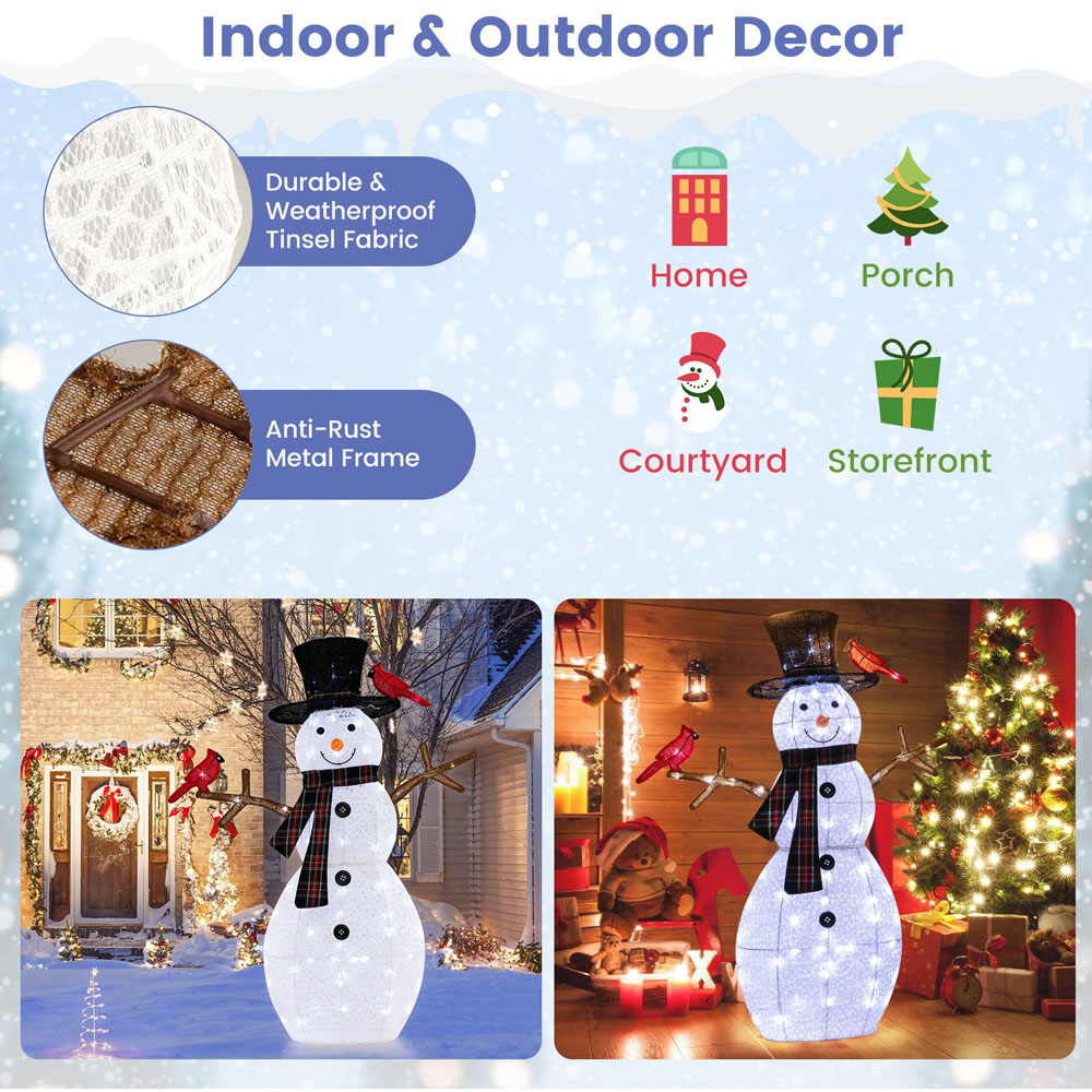 Costway Warm-White LED Pre-Lit Snowman Christmas Ornament 4.1ft Image 6