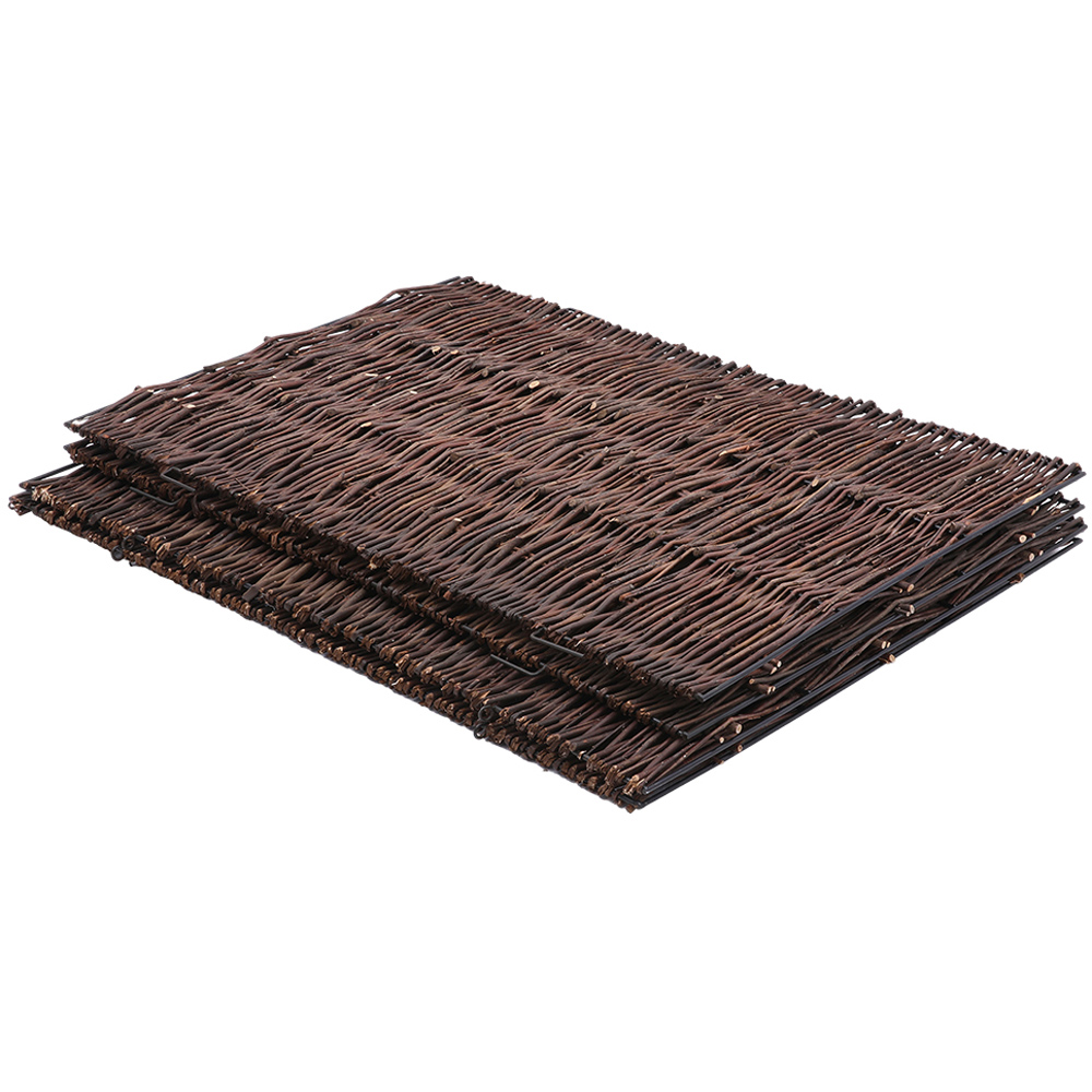 Living and Home 3.7 x 5.9ft Brown Wicker Foldable Trash Can Fence with Metal Frame Image 3