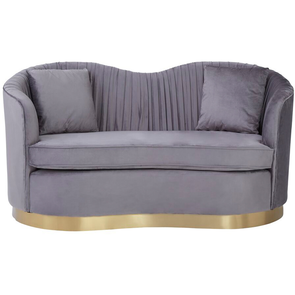 Premier Housewares Franza Grey Pleated Velvet 2 Seater Sofa Image 2