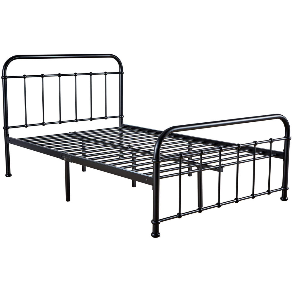 Home Source Minerva Vintage Small Double Black Metal Bed Frame Image 2