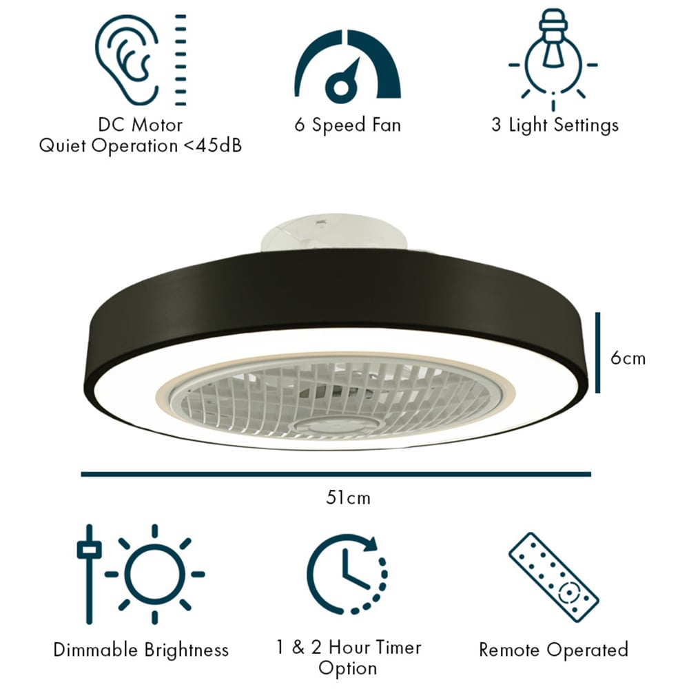 Jack Stonehouse Black LED Lighting Ceiling Fan Image 5
