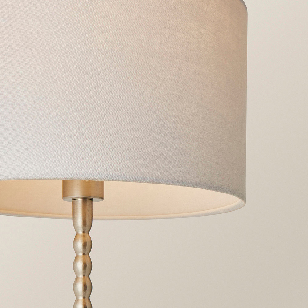 ValueLights Maeve Grey and Chrome Drum Shade Bobbin Bobble Table Lamp and LED Bulb Image 3
