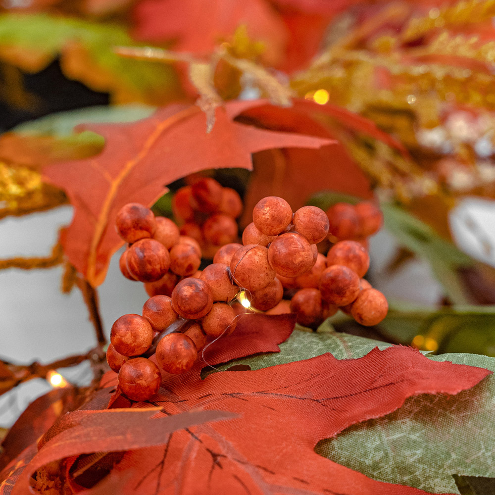 Norfolk Autumn Forest 150 Warm White LED Christmas Garland with Berries 183cm Image 3