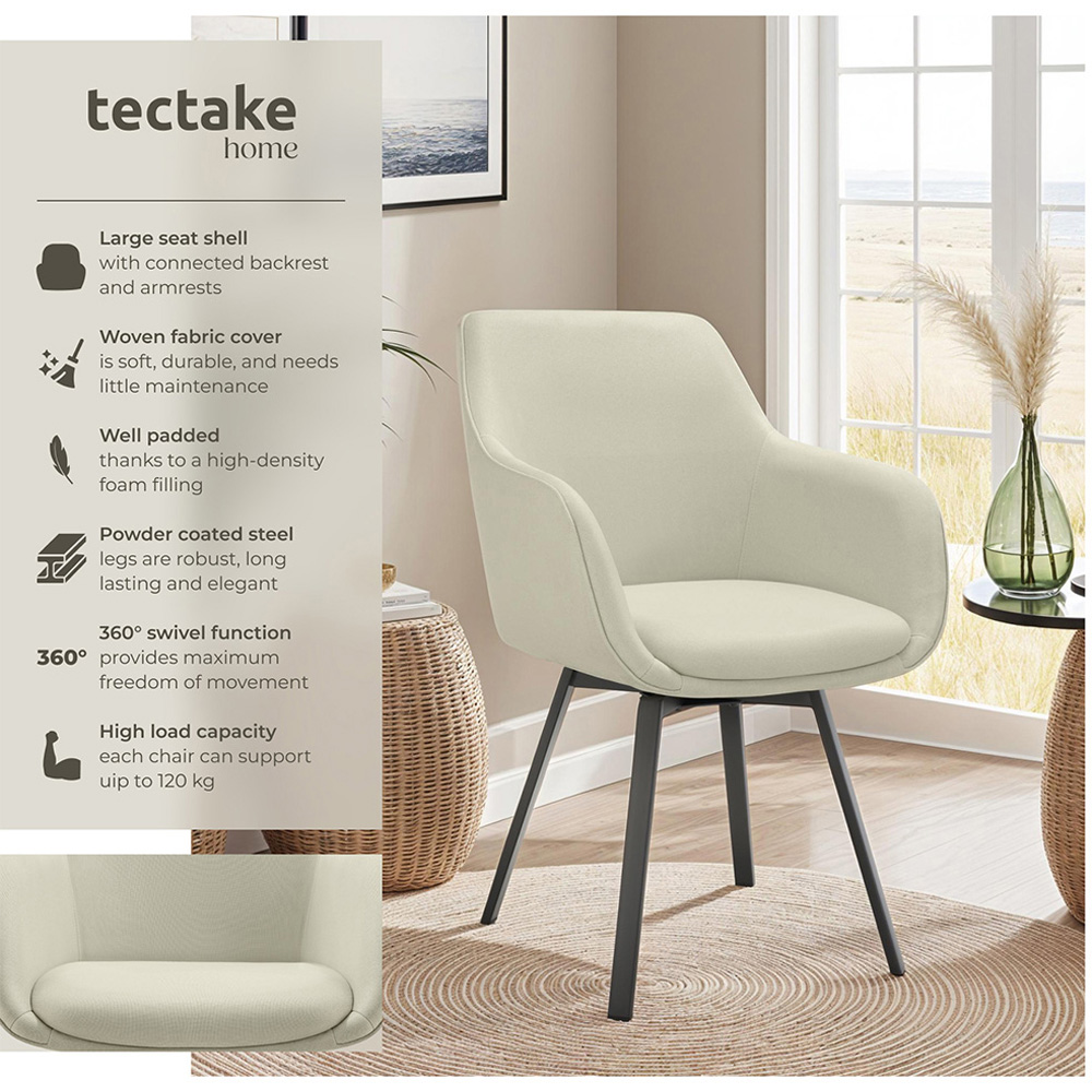 tectake Alicon Set of 2 Greige Dining Chair Image 6