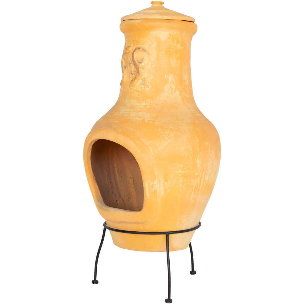 Charles Bentley Lge Natural Clay Chiminea Lizard D esign Image 3