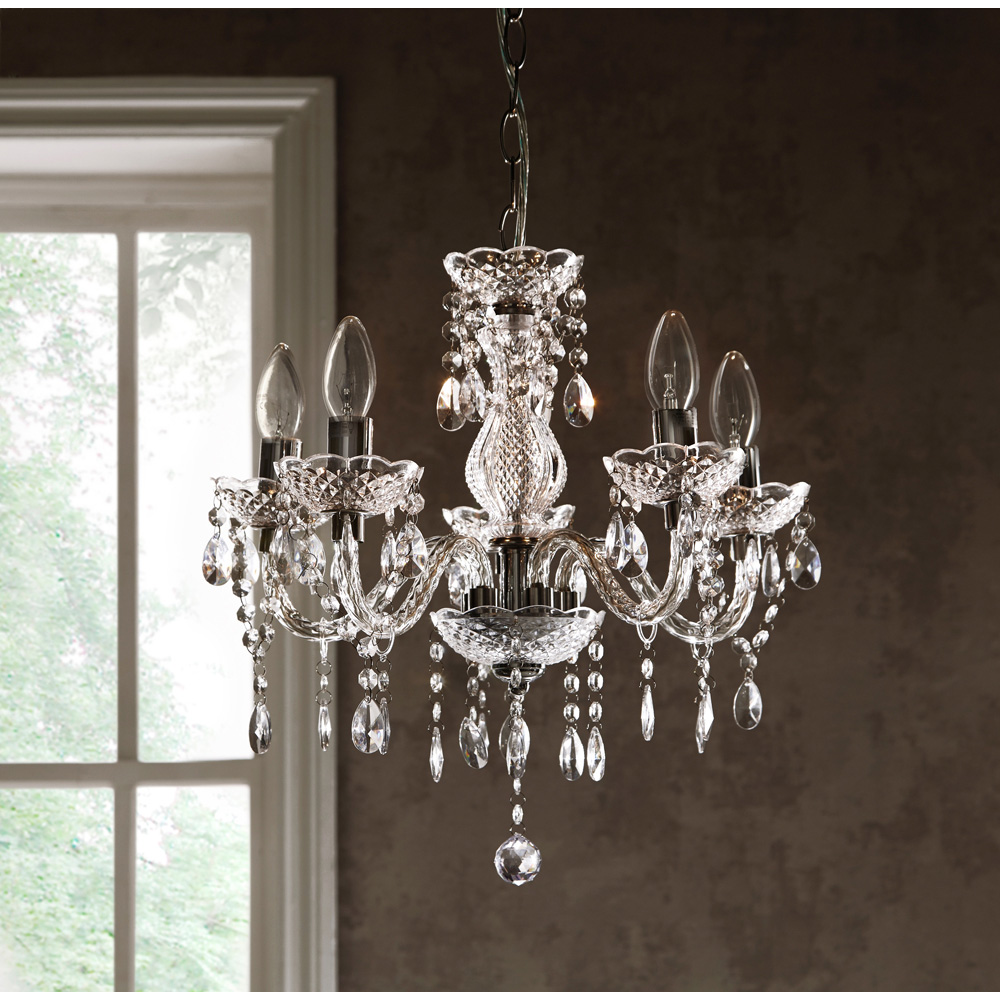 Kliving Tuscany 5 Light Clear Acrylic Droplets Ceiling Chandelier Image 2