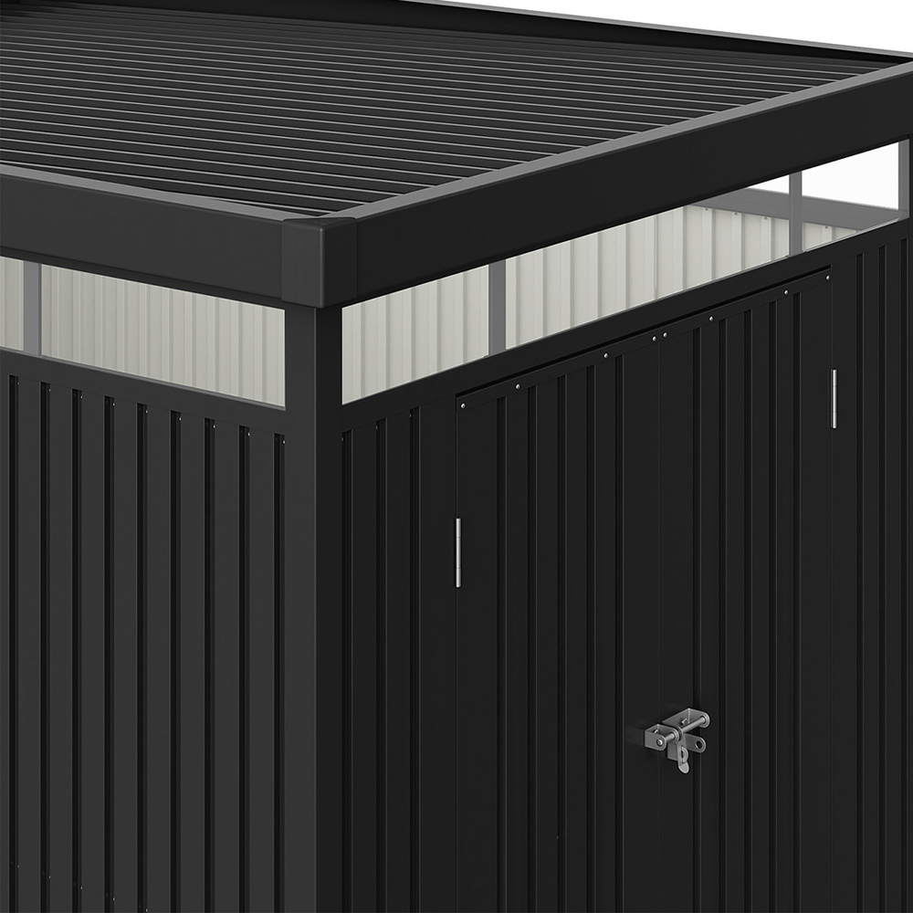 Living and Home 6 x 8ft Anthracite Metal Pent Garden Storage Shed Image 4