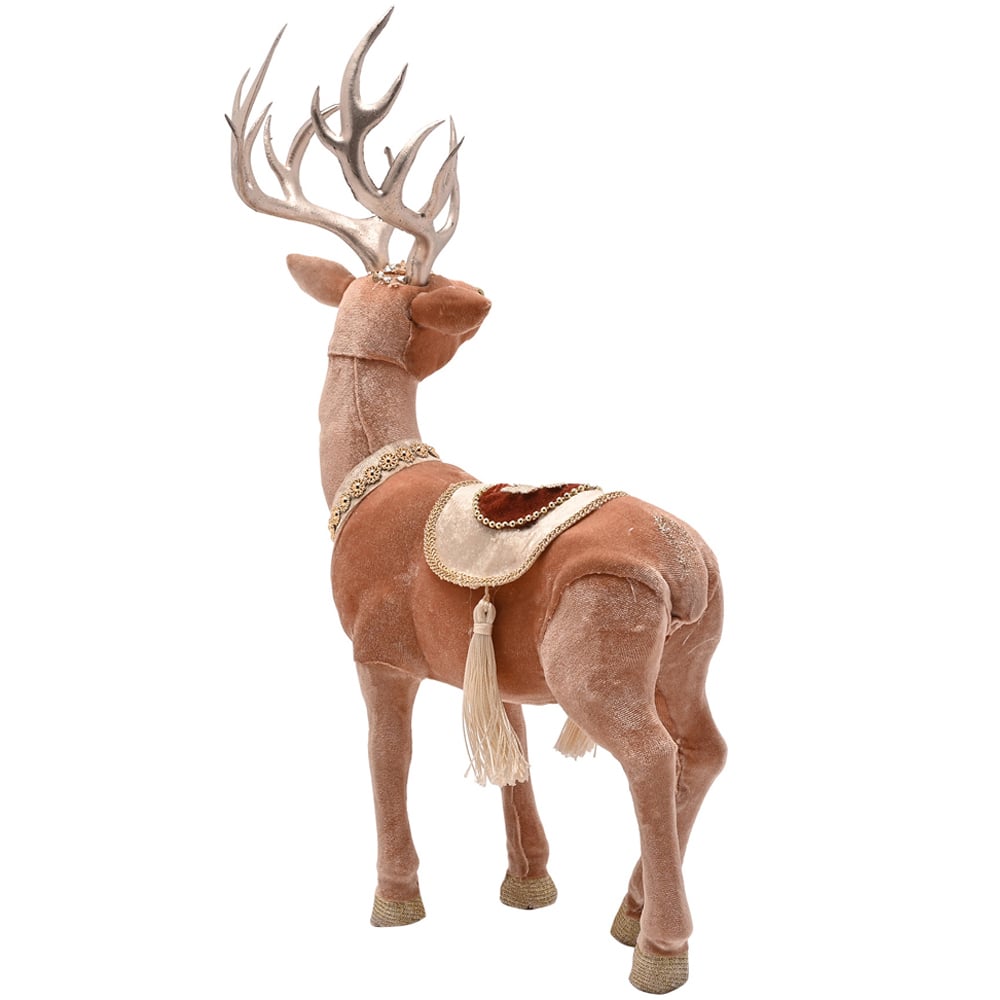 The Seasonal Gift Co Taupe and Gold Standing Deer Christmas Decoration 43cm Image 3