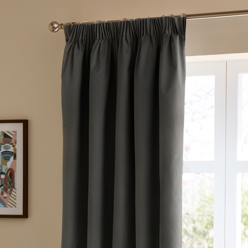 Furn The Ultimate Charcoal Velvet Blackout Pencil Pleat Curtains 229 x 229cm Image 4