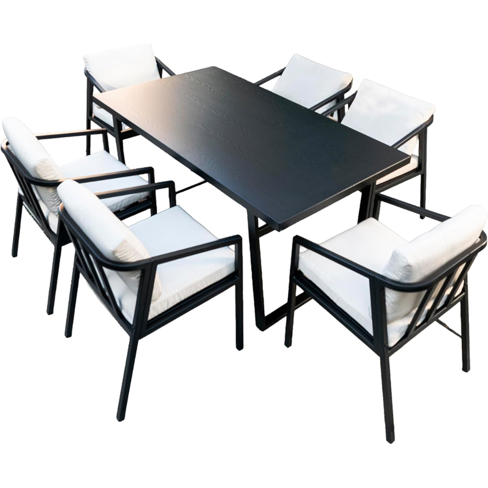 Garden Gear 6 Seater Wood Grain Effect Tabletop Garden Dining Set Image 2