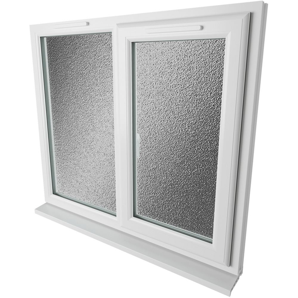 Crystal uPVC Double Glazed Window RH Side Hung Next to a Fixed White Obscure Glass 1190x1115mm Image 9