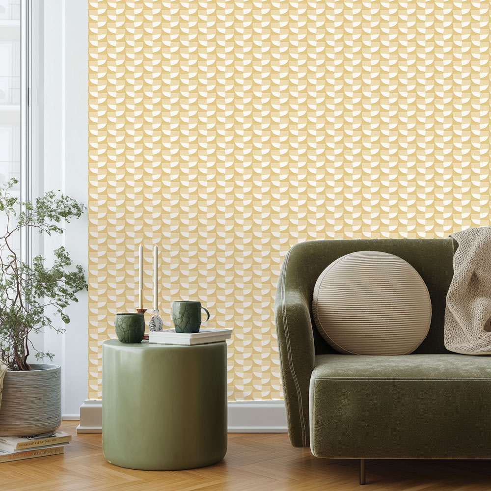 Belgravia Decor Zambaiti Parati Marrakech Quadrant Geo Ochre Wallpaper Image 2