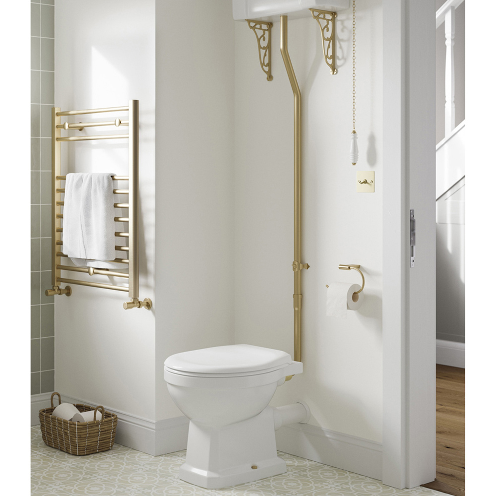 Bathstore Pelosa High Level WC and Standard Soft Close Seat with Dual Flush and Brass Hinges Image 5