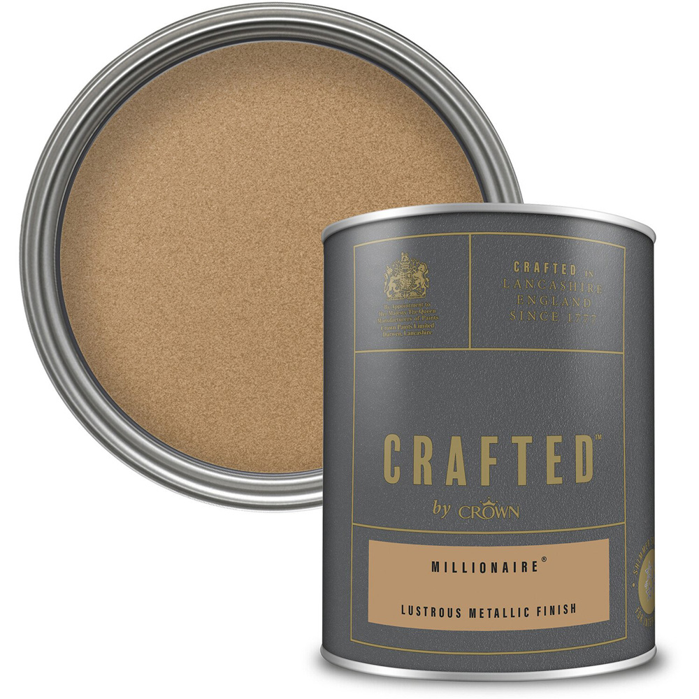 Crown Crafted Walls Wood & Metal Millionaire Lustrous Metallic Shimmer Emulsion Paint 1.25L Image 1