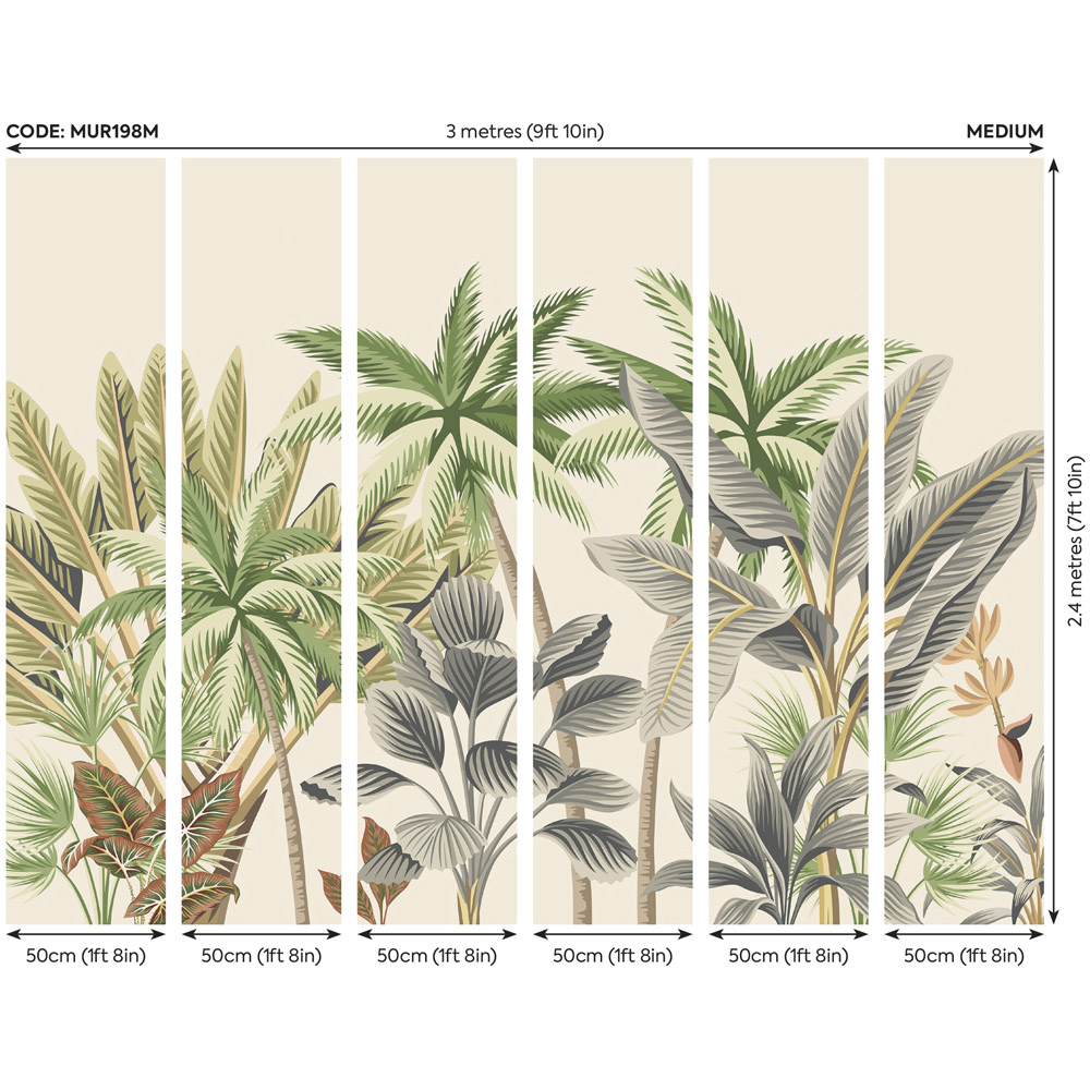Origin Murals Tropical Palm Trees Multicolour Wall Mural Image 3