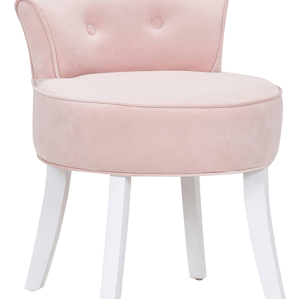 Living and Home Light Pink Chenille Button Tufted Dressing Table Stool Image 4