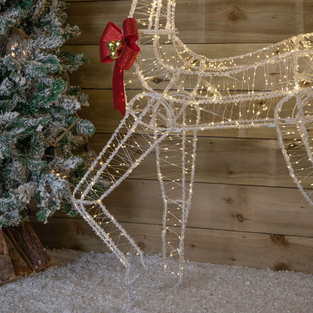 Samuel Alexander 940 Warm White LED Light-Up Acrylic Deer Christmas Decoration with Red Bow 148cm Image 6