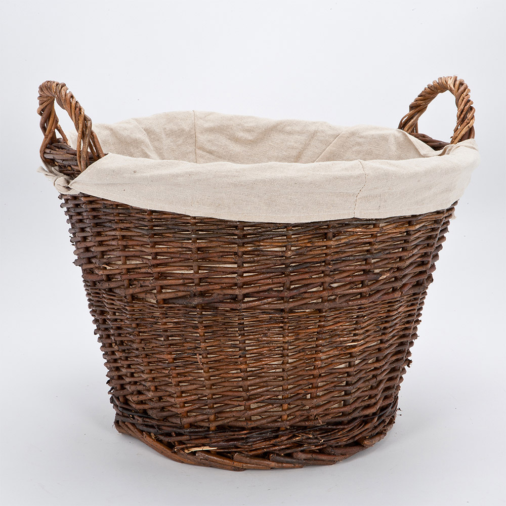 Inglenook Fireside Dark Wicker Basket with Liner Image 2