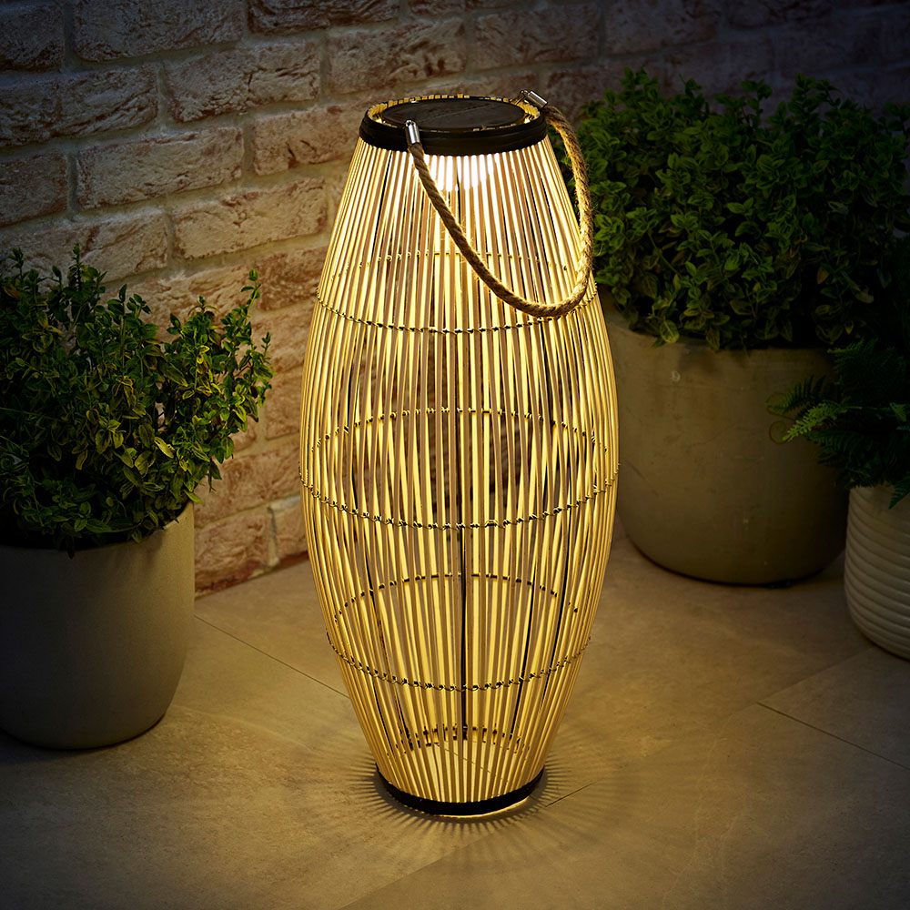 ValueLights Natural Bamboo Solar Powered Floor Lamp Image 6