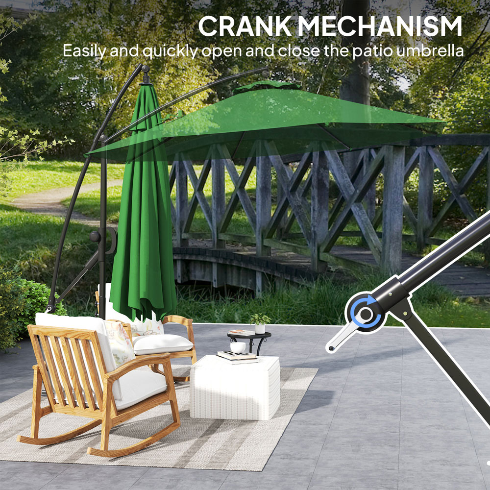 Outsunny Green Banana Cantilever Parasol with Cover and Wind Strap 3m Image 8