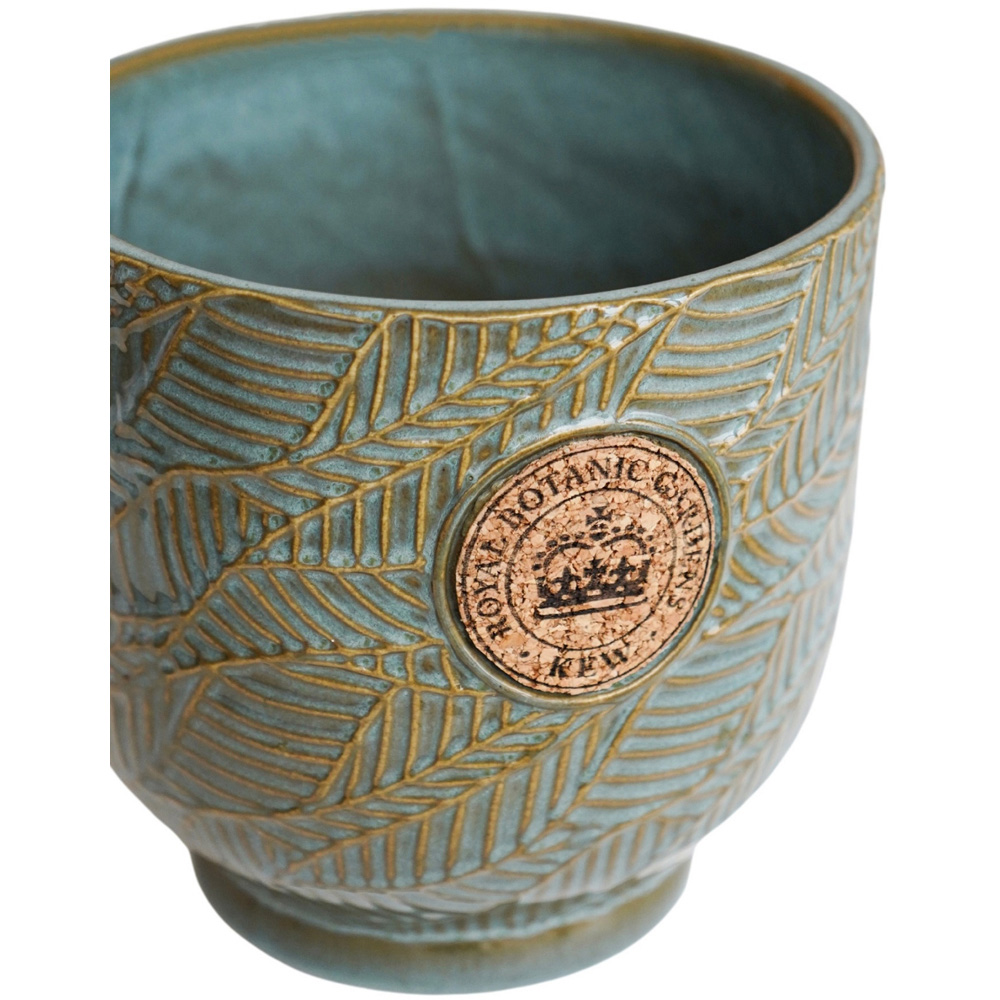 Ivyline Kew Moss Leaf Embossed Cork Reactive Glaze Indoor Planter 23cm Image 3